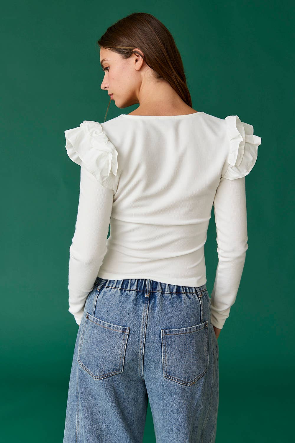 Luna Ribbed Ruffle Top