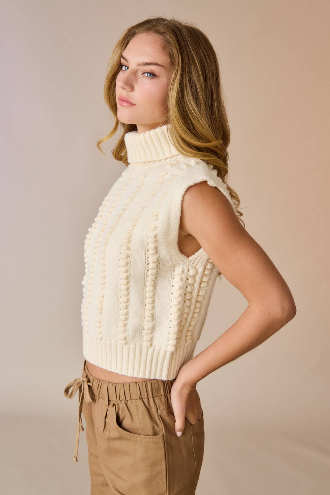 Willow Turtle Neck Textured Knit Vest