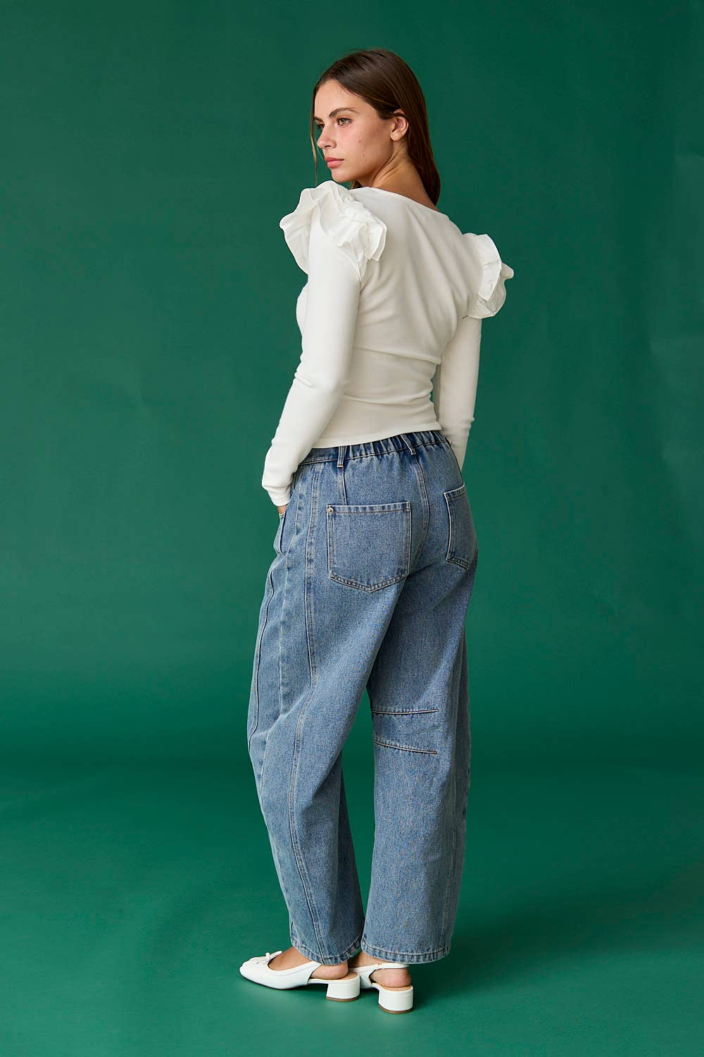 Luna Ribbed Ruffle Top