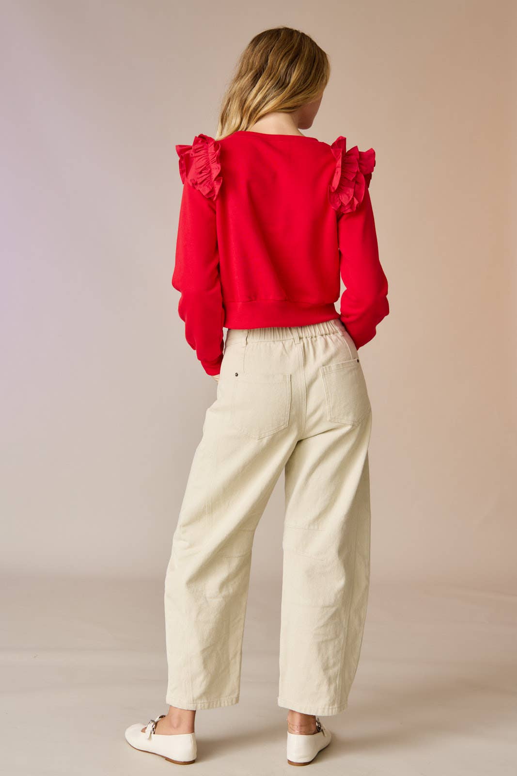 Madeline Cropped Ruffle Sweatshirt