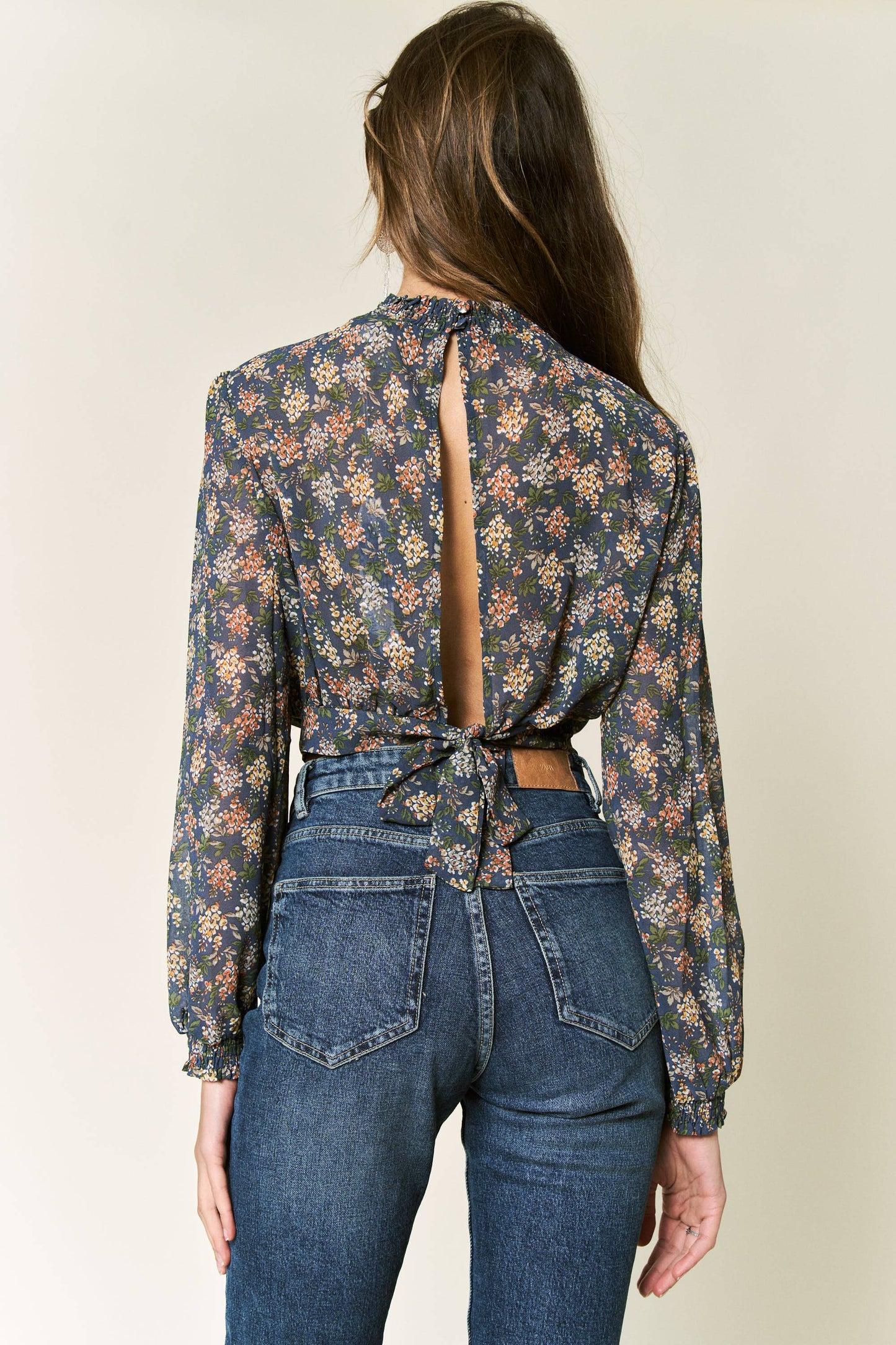 Vintage Floral Mock Neck Top