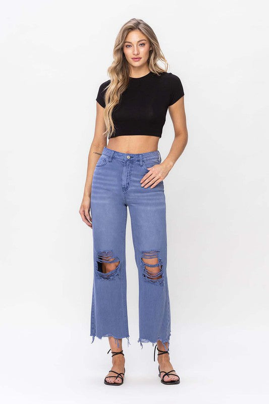 90's Vintage Crop Flare Jeans