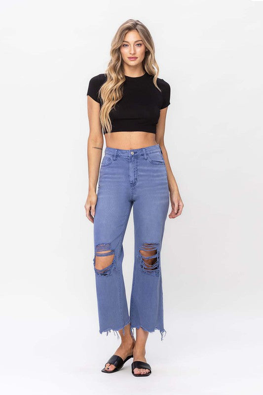 90's Vintage Crop Flare Jeans