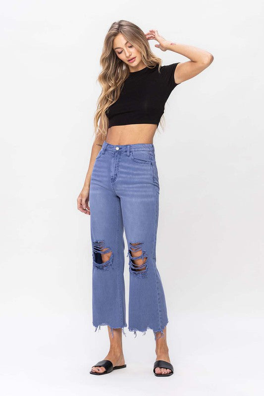 90's Vintage Crop Flare Jeans