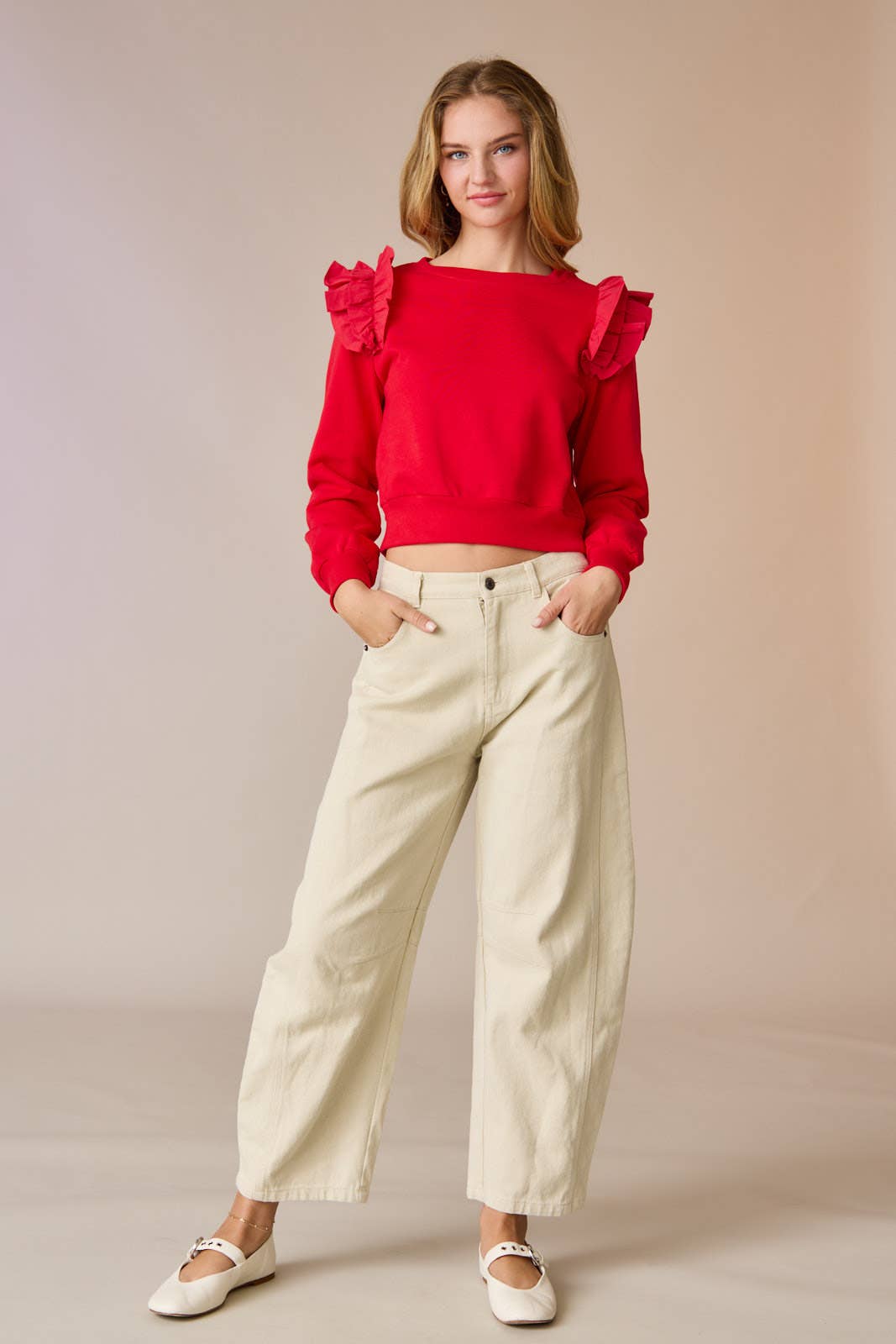 Madeline Cropped Ruffle Sweatshirt