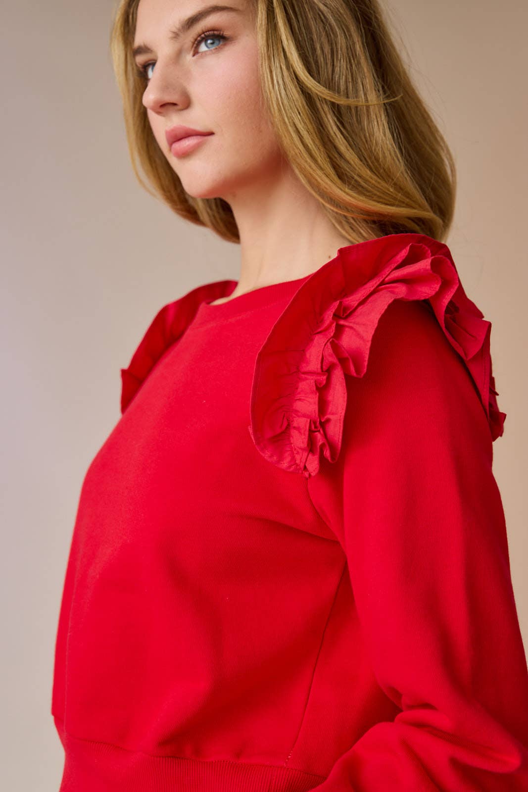 Madeline Cropped Ruffle Sweatshirt