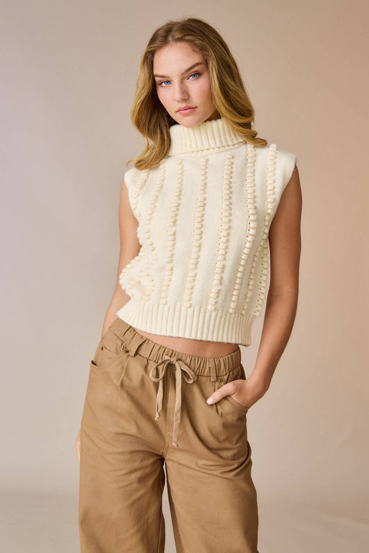 Willow Turtle Neck Textured Knit Vest