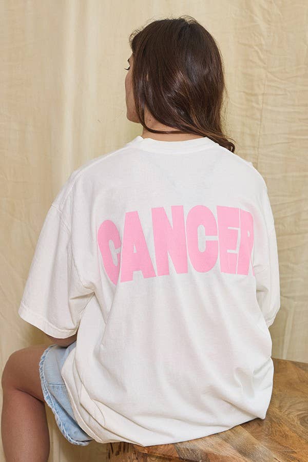 Oversized Printed T-shirt Top 'Fck Cancer'