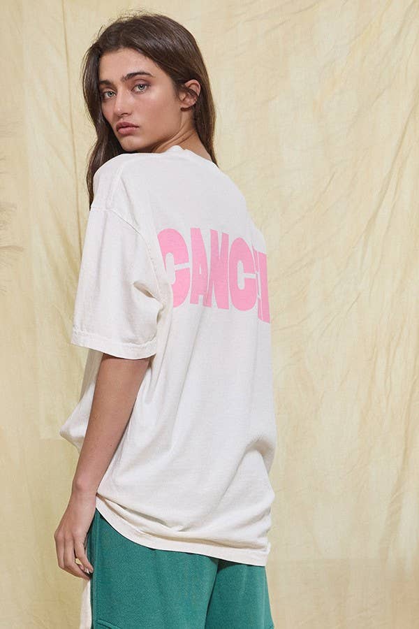 Oversized Printed T-shirt Top 'Fck Cancer'