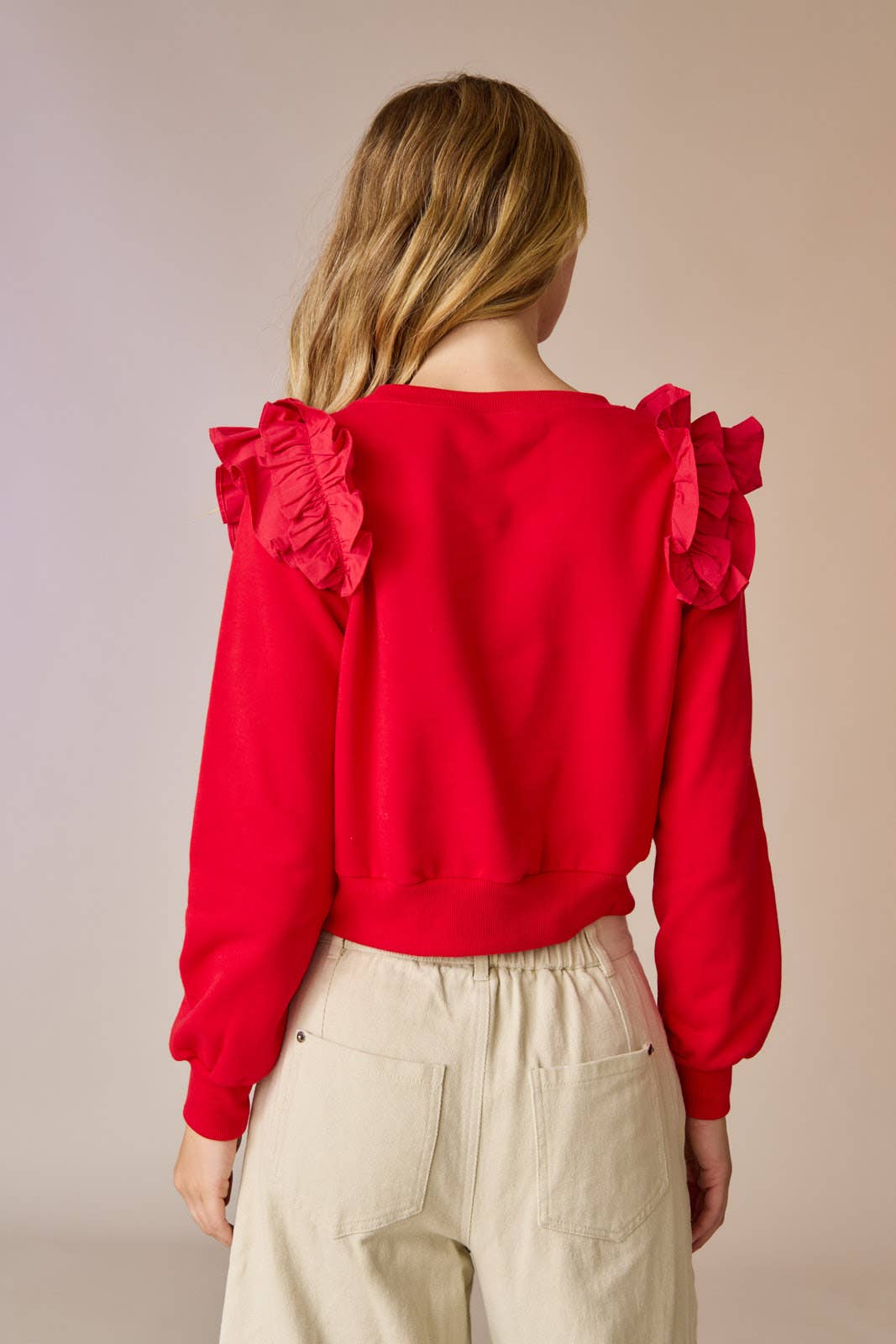 Madeline Cropped Ruffle Sweatshirt